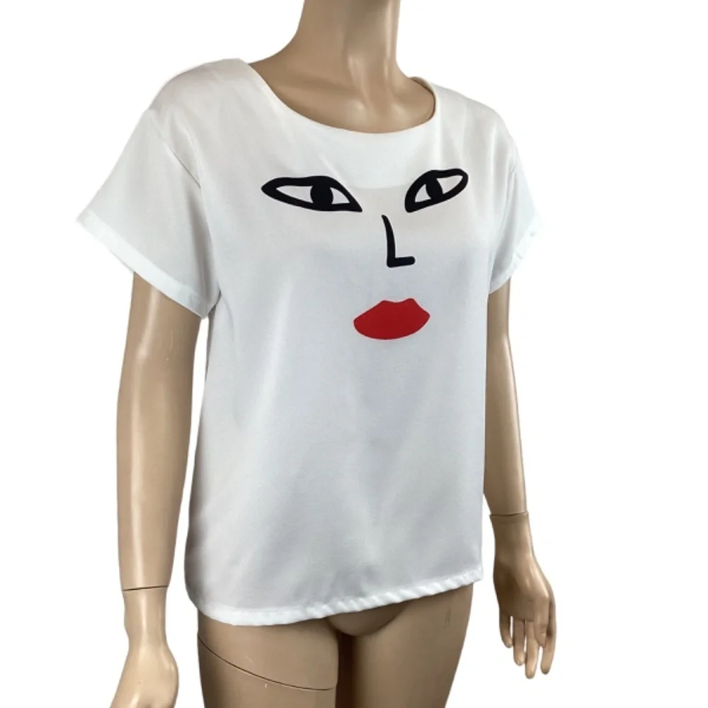 Molly Bracken‎ White Mini Molly Short Sleeve Top Size Medium - Picture 3 of 7